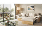 Japandi Modern Sectional Sofa with Adjustable Chaise & Pull-Out Footrests